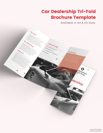 free car dealership tri fold brochure template