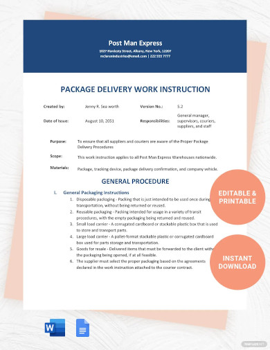 free standard work instruction template