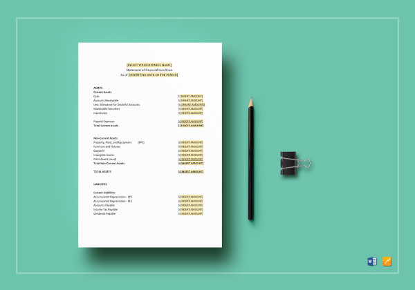 sample financial statement template