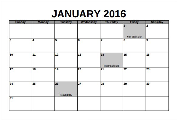 2016 Calendar Template – 46+ Free Word, Pdf, Psd, Eps, Ai, Illustrator 