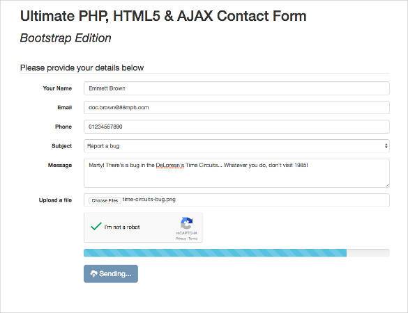 simple contact form developed in php with html