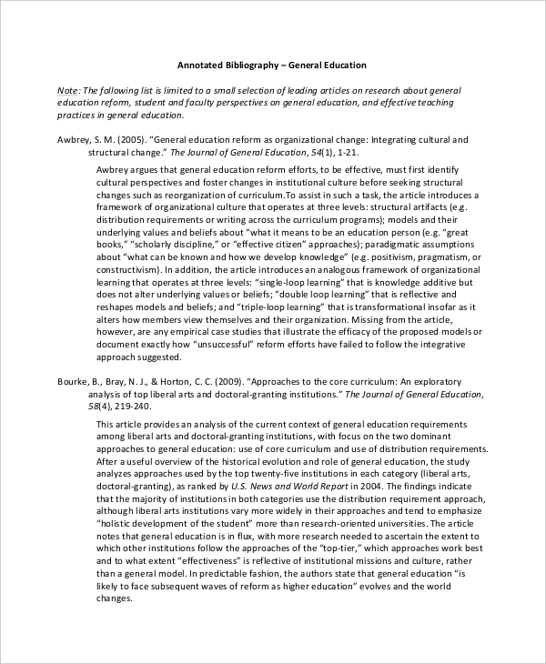 teaching annotated bibliography template for general education1