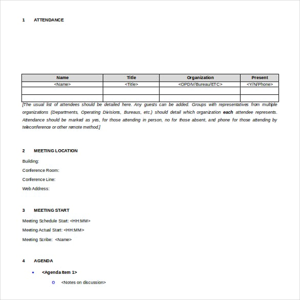 free download meeting minutes ms word format template