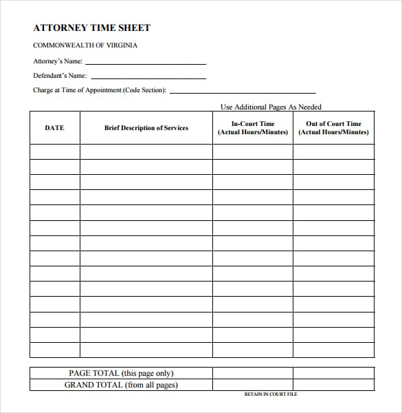 12+ Legal and Lawyer Timesheet Templates PDF, Word, Excel