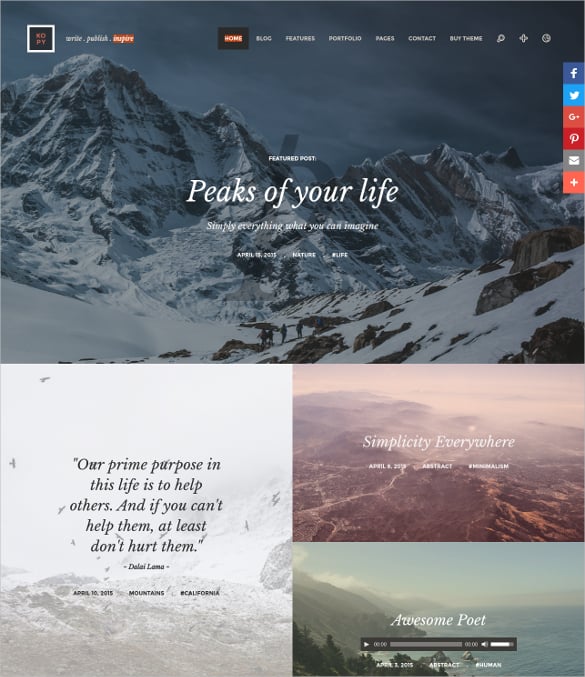 personal beautiful simply blog wordpress theme