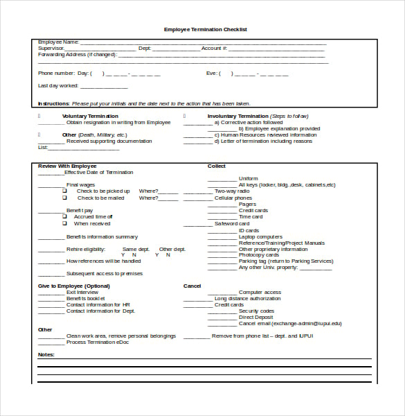 employee-termination-checklist-doc-format-template-download