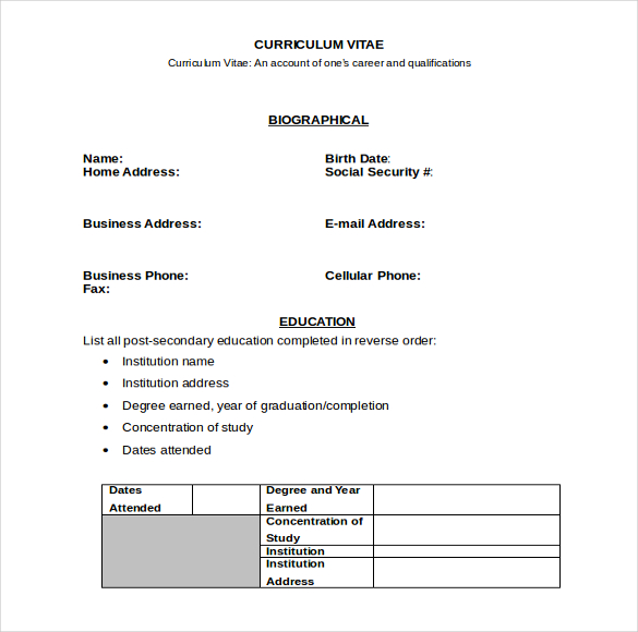 cv writing ms word free template download