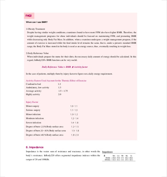 percentage of fat in body word document chart download