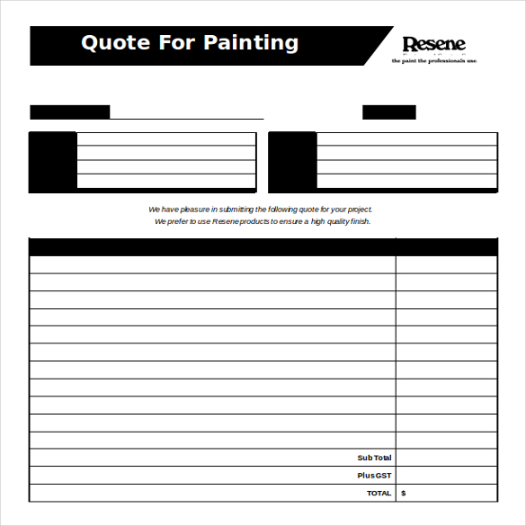 painting quotation form free word format template