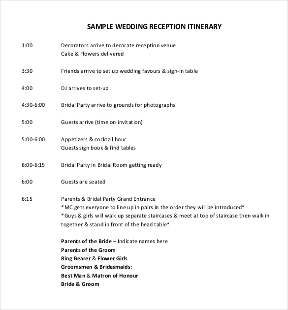 wedding reception program template in pdf
