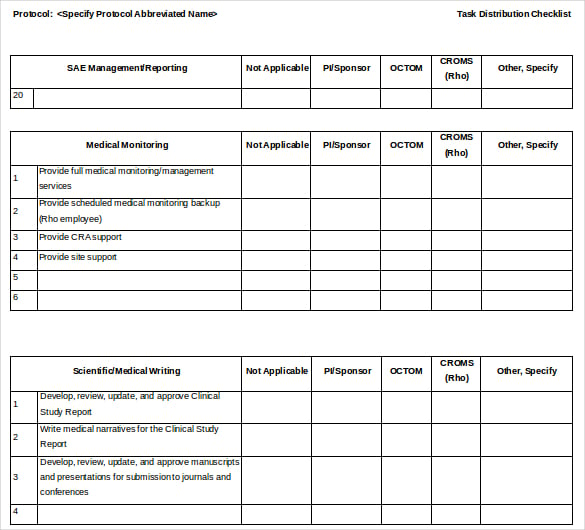 task distribution checklist doc format template download