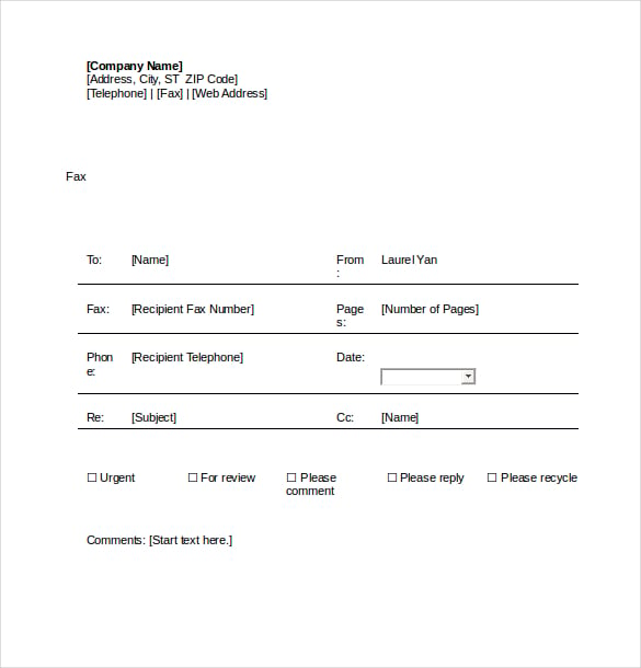 fax cover sheet word document free download