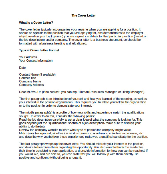 microsoft office word cover letter template