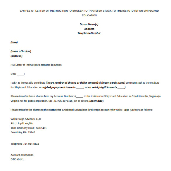 letter of instruction template free ms word template