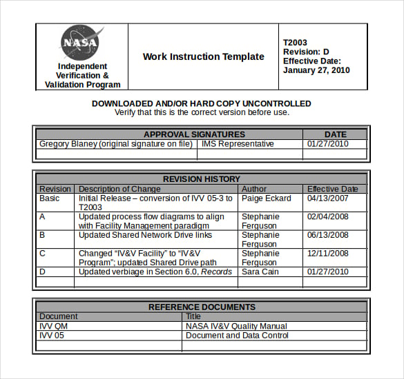 free download ms word 2010 format work instruction template