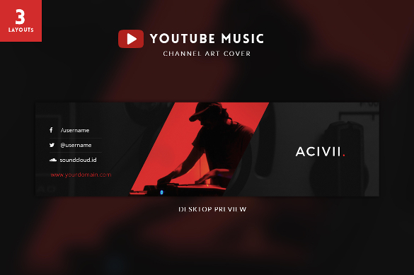 youtube music channel banner template downlaod