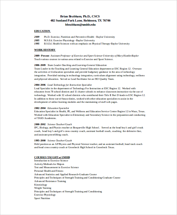 Boxing instructor resume