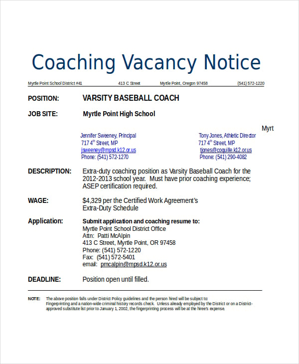 baseball coach resume
