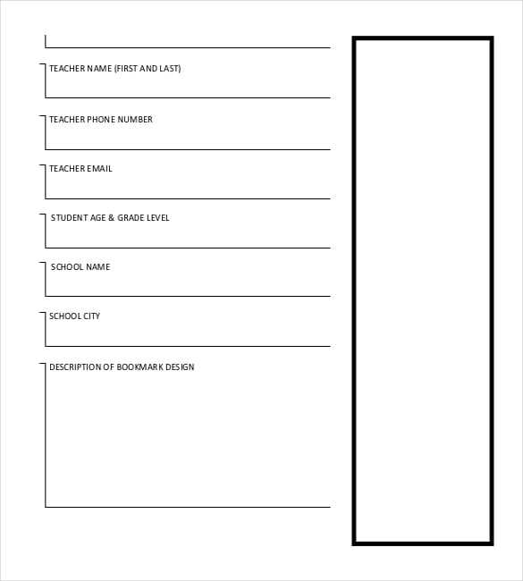 simple bookmark pdf template free download