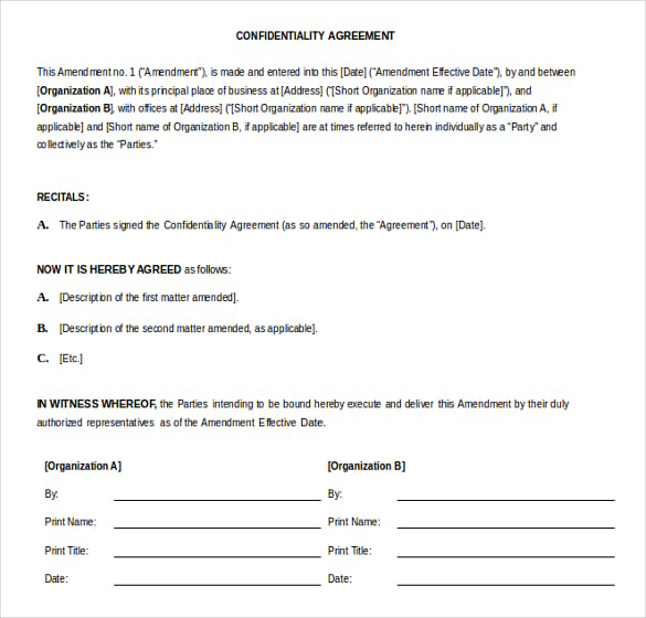 confidentiality agreement word 2010 format template free download