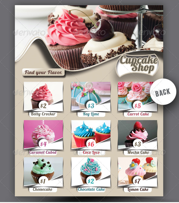 fully editable cup cake menu template psd download