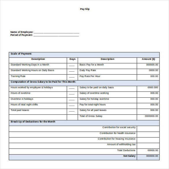 pay slip template free download ms word format