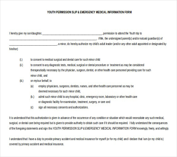 ms word 2010 format free youth permission slip template