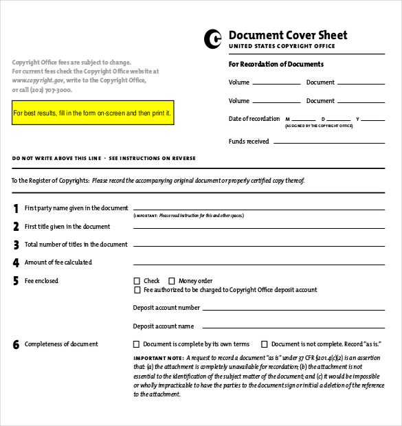 Cover Sheet Templates 15+ Free Word, PDF Documents Download