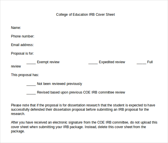 Cover Sheet Templates 15+ Free Word, PDF Documents Download