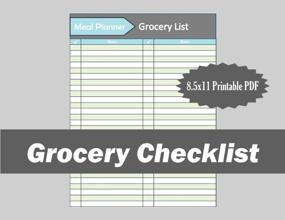 grocery checklist template