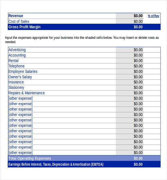 simple income statement excel template free download
