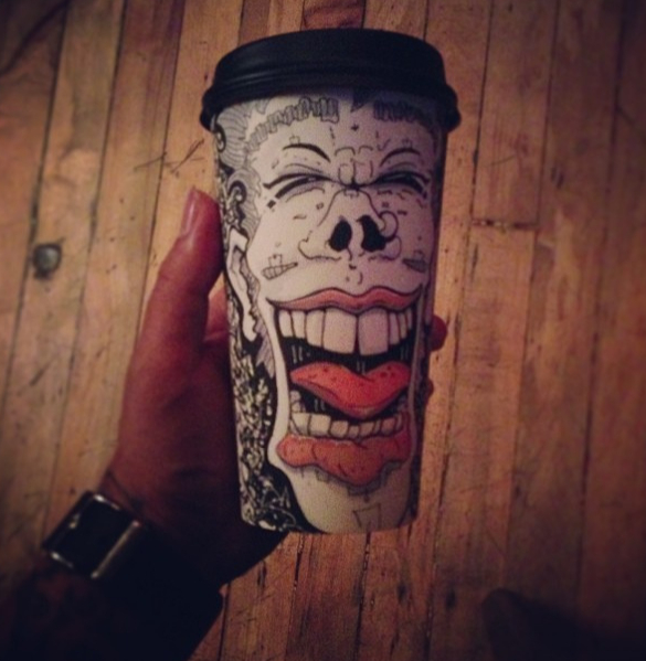 laughing face coffee cup art design