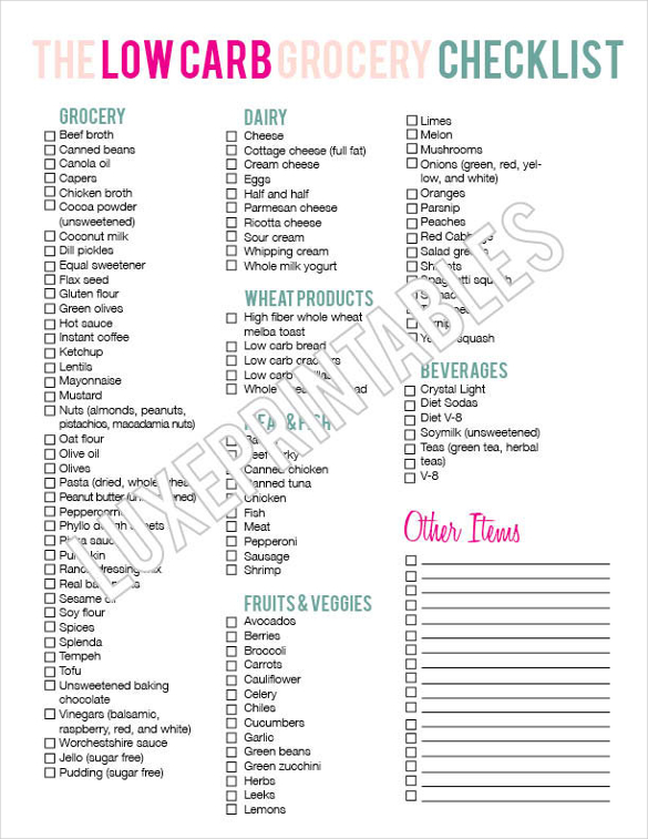 Grocery Checklist Template - 14+ Word, Excel, PDF Documents Download!