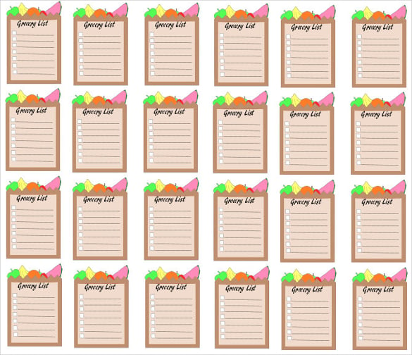grocery shopping checklist template download