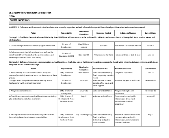 free download st gregory church strategic plan pdf template