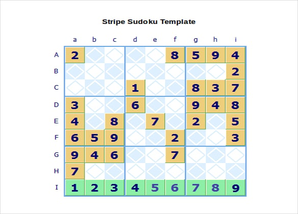 stripe sudoku template free documet download