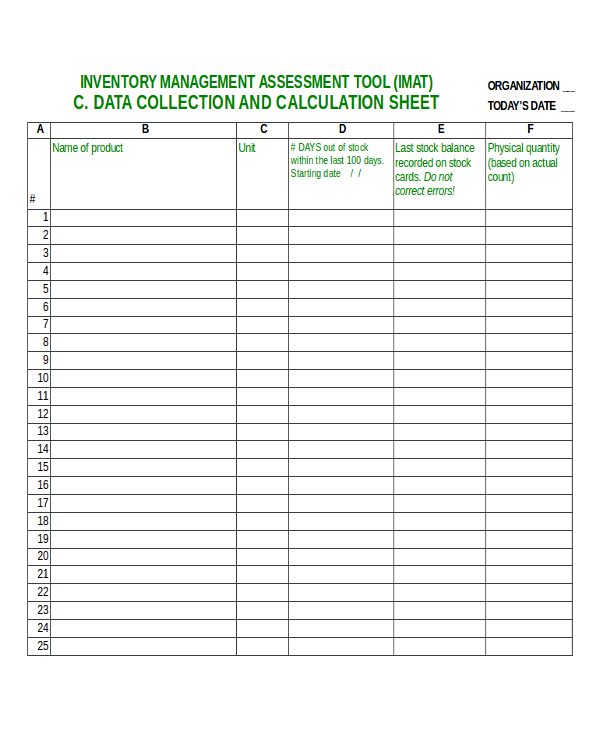 Microsoft Excell Templates For Inventore Count