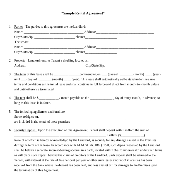 Rental Agreement Template – 21+ Free Word, PDF Documents Download