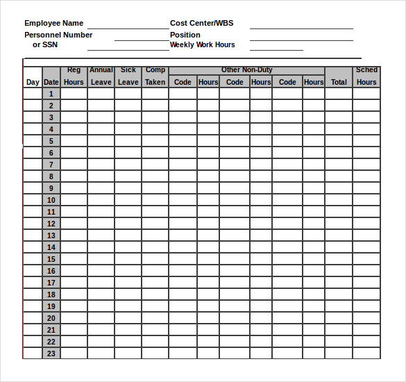 Numbers Timesheet Template 17  Free Sample Example Format Download