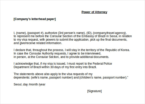 power of attorney form korea
 Power of Attorney Templates – 16+ Free Word, PDF Documents ...