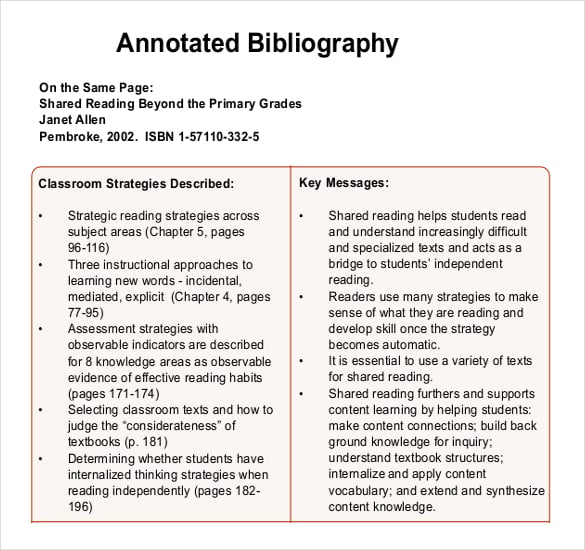 informative annotated bibliography template pdf document