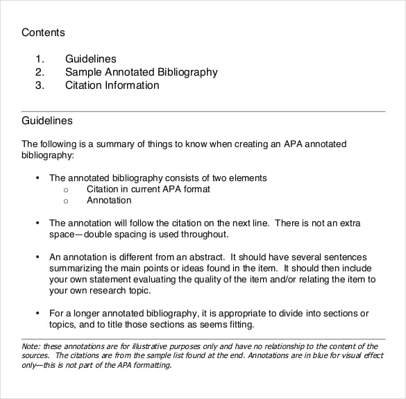 an example format of creating apa annotated bibliographies template