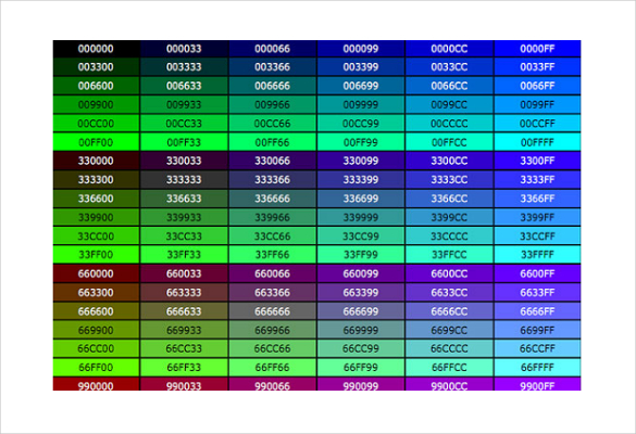 5+ Color Chart Templates Free Download MS Word 2010 Format