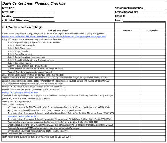 Microsoft Word Event Planning Template