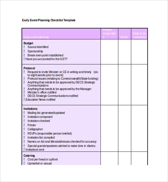 event planning checklist doc format download