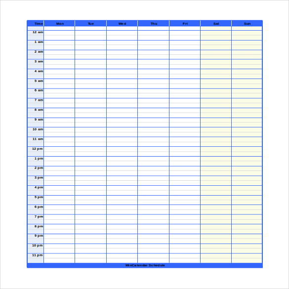 hours schedule template microsoft word format free download