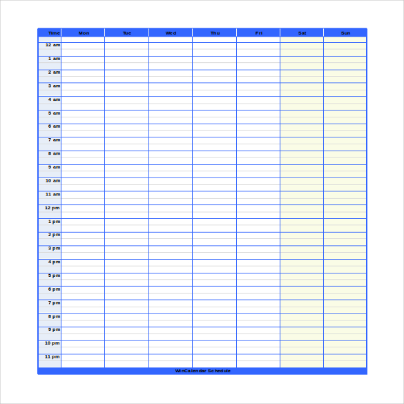 Schedule Template Word