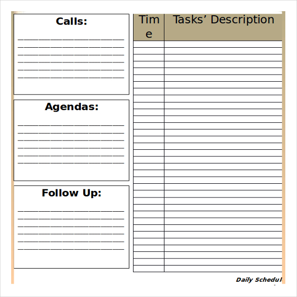 free ms word blank daily schedule template