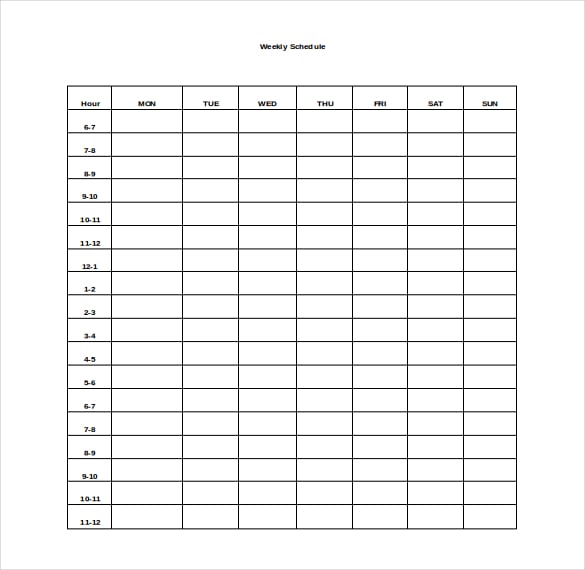 word 2010 format weekly schedule template free download