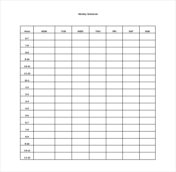 daily schedule template microsoft word